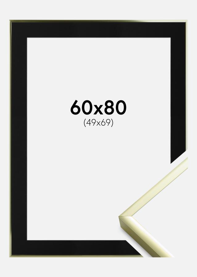Cadre Poster Frame Aluminum Gold 60x80 cm - Passe-partout Noir 50x70 cm