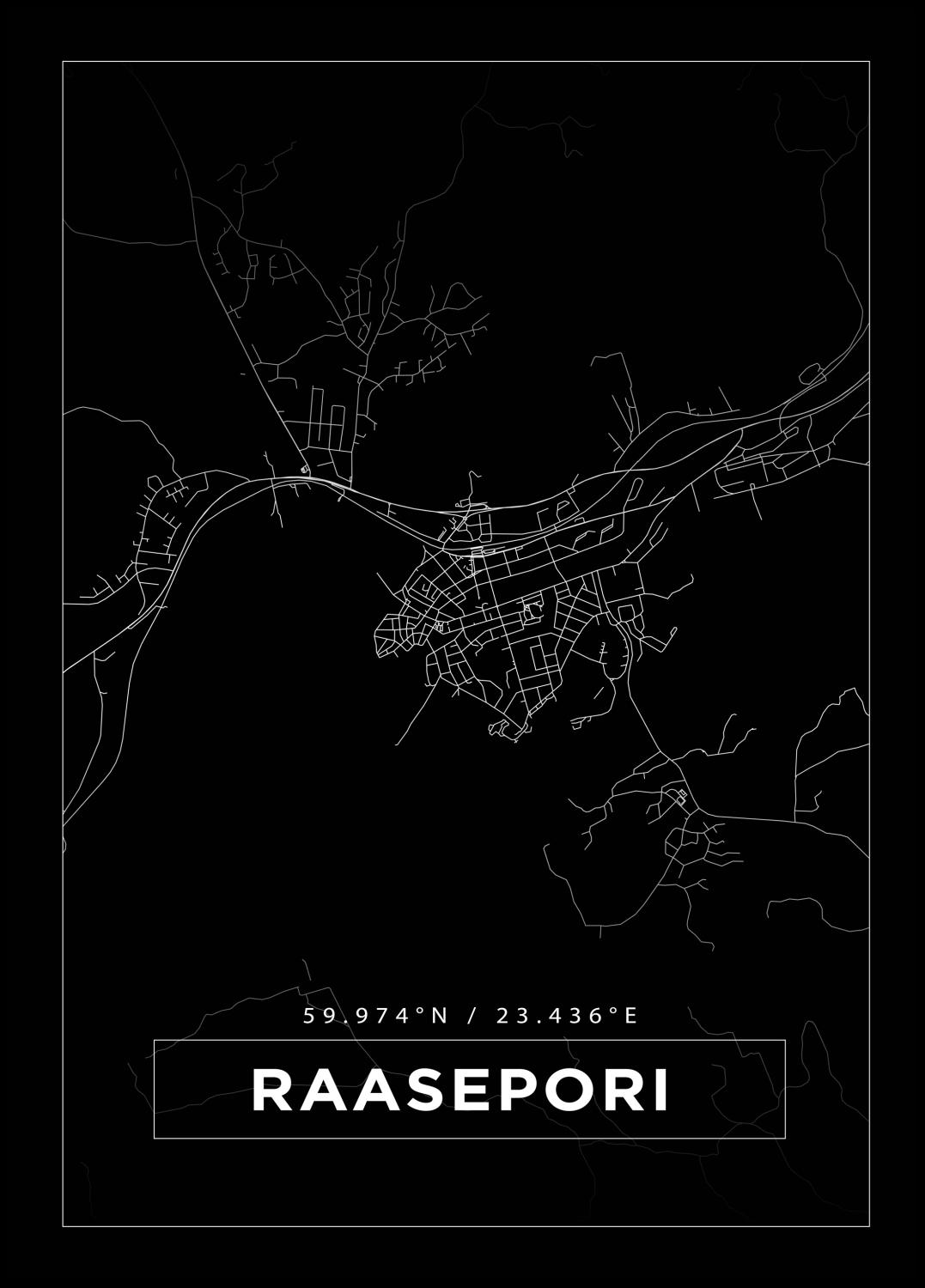 Product Image for Map - Raseborg - Black (40x50 cm)