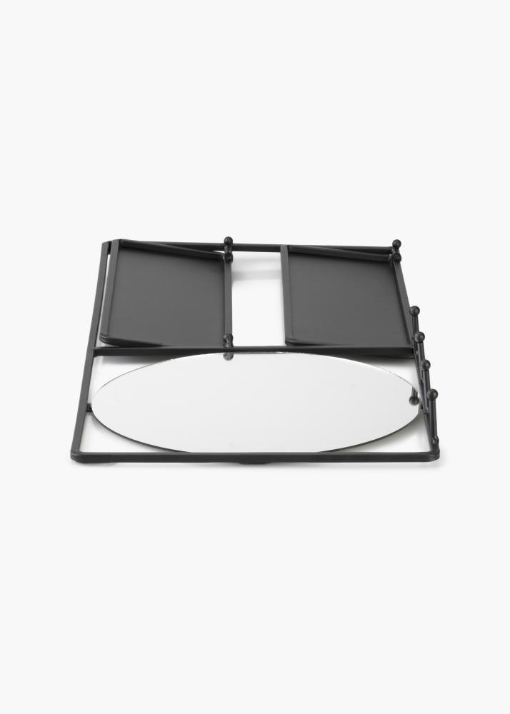 KAILA Miroir rond avec étagère - Noir 55x25 cm