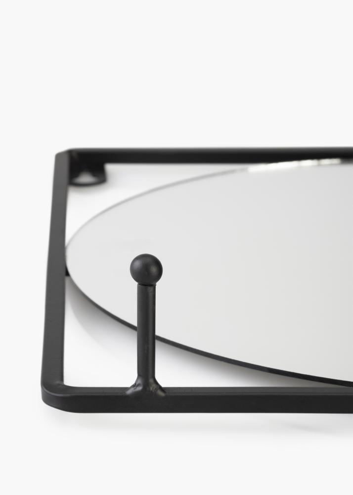 KAILA Miroir rond avec étagère - Noir 55x25 cm