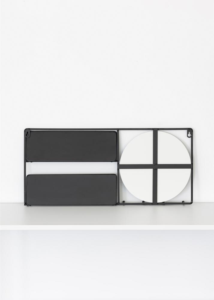 KAILA Miroir rond avec étagère - Noir 55x25 cm
