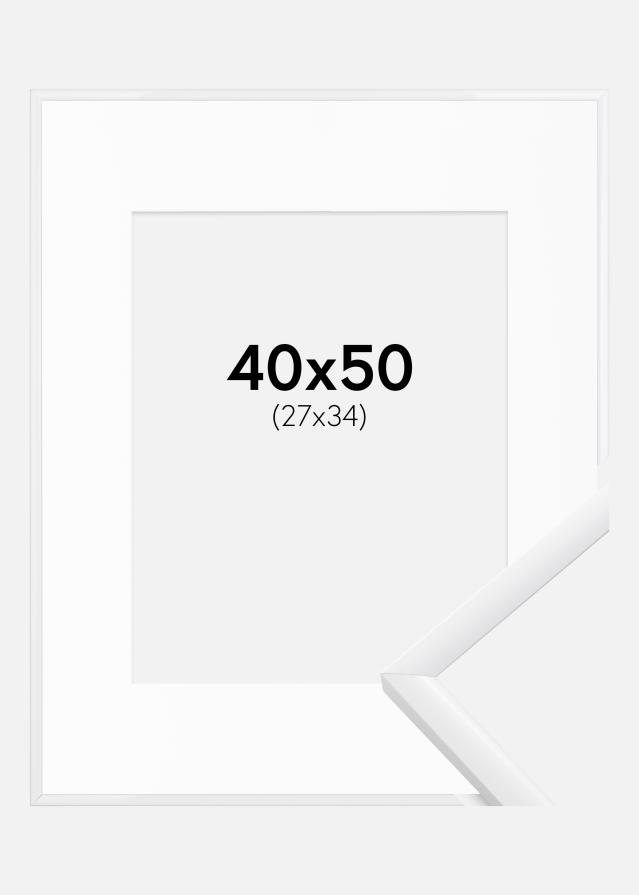 Cadre New Lifestyle Blanc 40x50 cm - Passe-partout Blanc 28x35 cm
