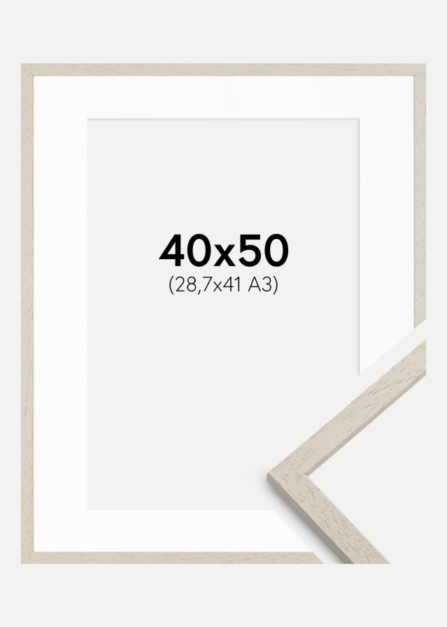 Cadre Edsbyn Sand 40x50 cm - Passe-partout Blanc 29,7x42 cm (A3)