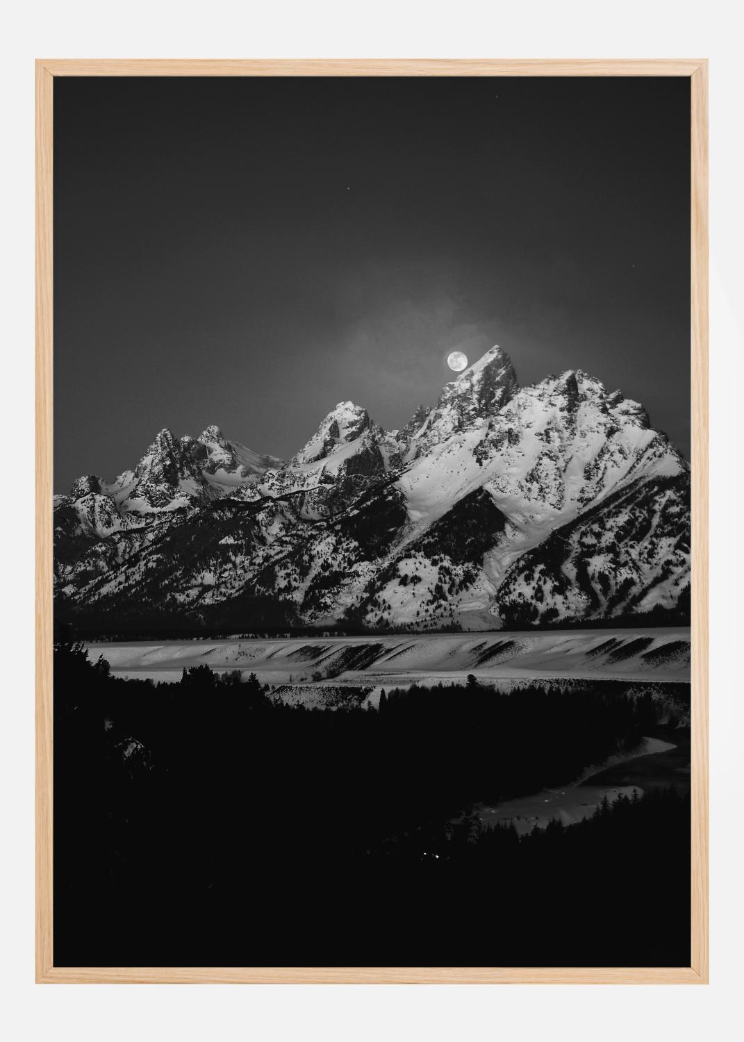 Product Image for Full Moon Sets in the Teton Mountain Range Poster (21x29,7 cm (A4))