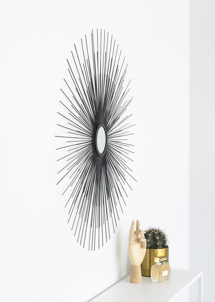 KAILA Miroir rond Sunrays - Noir diamètre 80 cm
