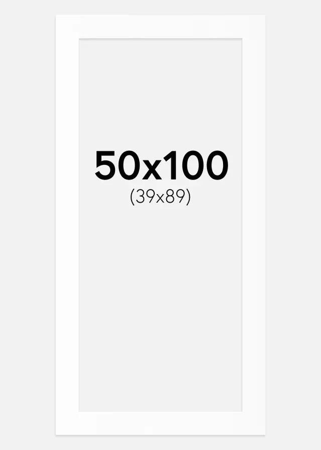 Passe-partout Blanc Standard (noyau blanc) 50x100 cm (39x89)