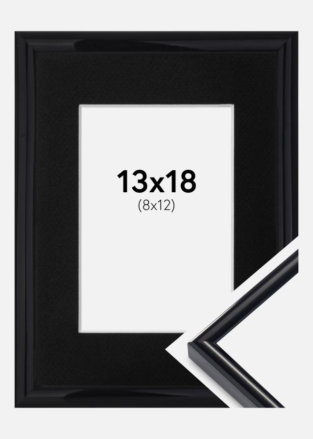 Cadre Victoria Noir 13x18 cm - Passe-partout Noir 9x13 cm
