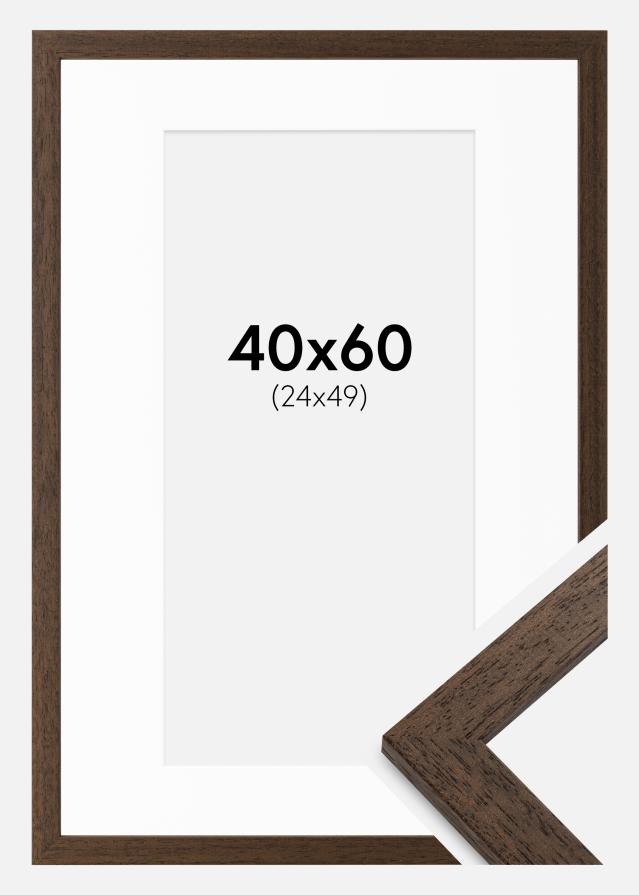Cadre Brown Wood 40x60 cm - Passe-partout Blanc 25x50 cm