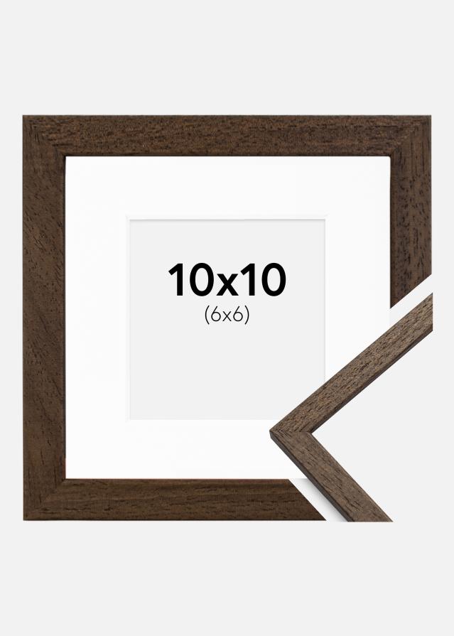 Cadre Edsbyn Noyer 10x10 cm - Passe-partout Blanc 7x7 cm