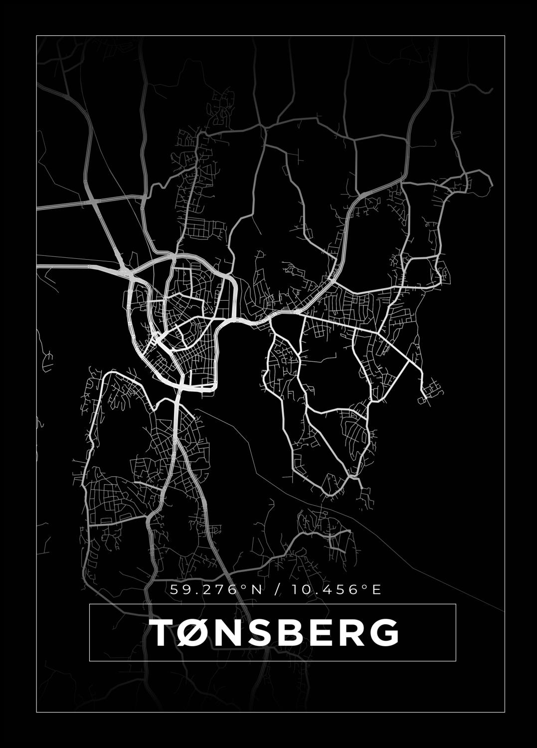 Product Image for Map - Tønsberg - Black (50x70 cm)