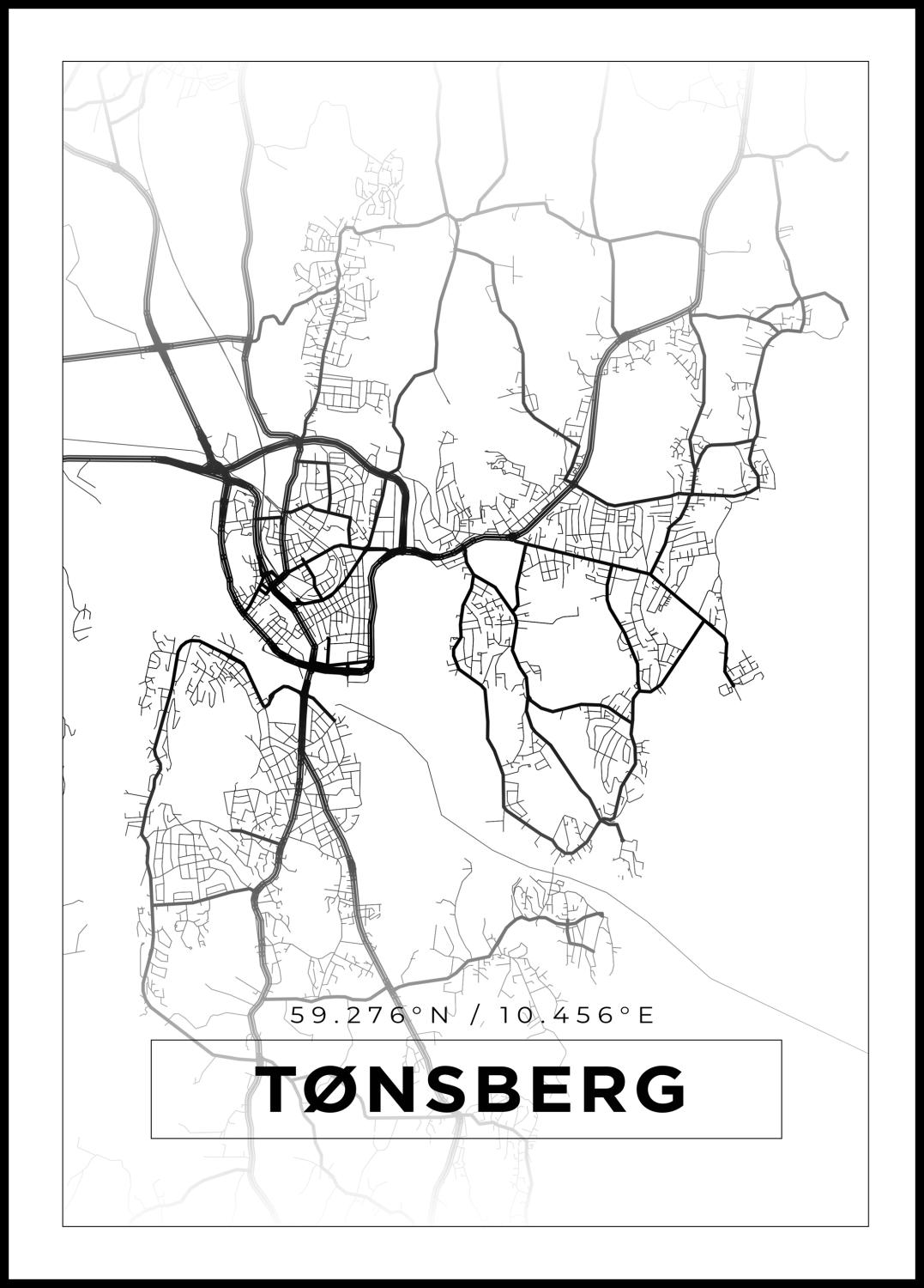 Product Image for Map - Tønsberg - White (30x40 cm)