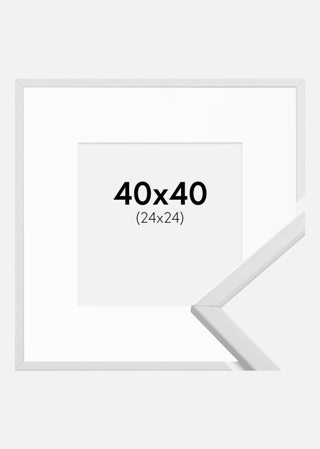 Cadre Galant Blanc 40x40 cm - Passe-partout Blanc 25x25 cm