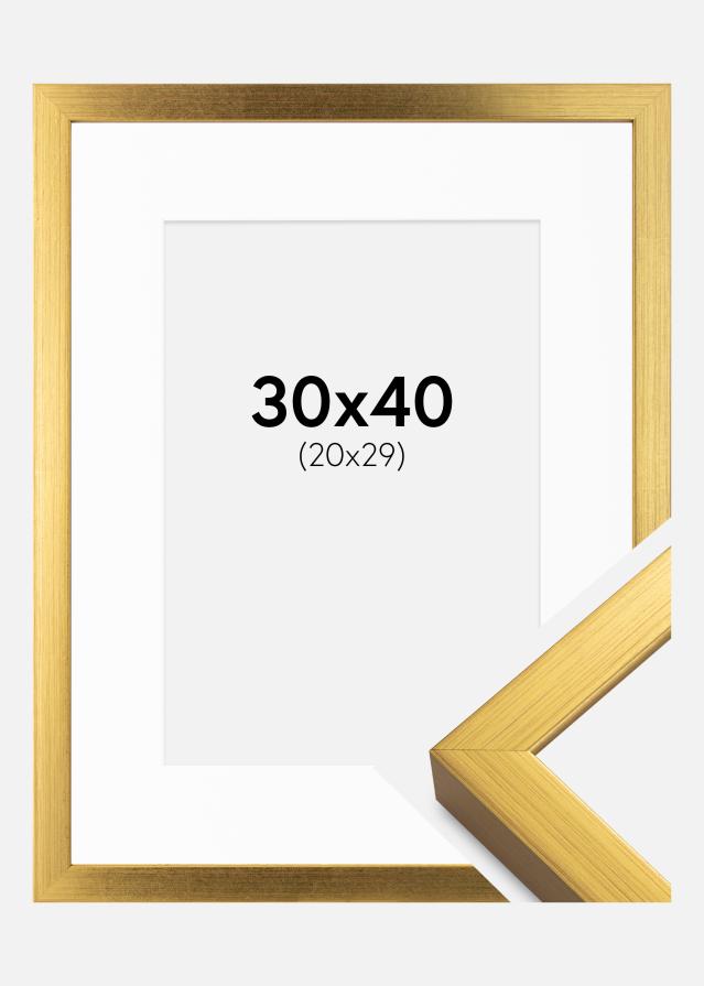 Cadre Falun Or 30x40 cm - Passe-partout Blanc 21x30 cm