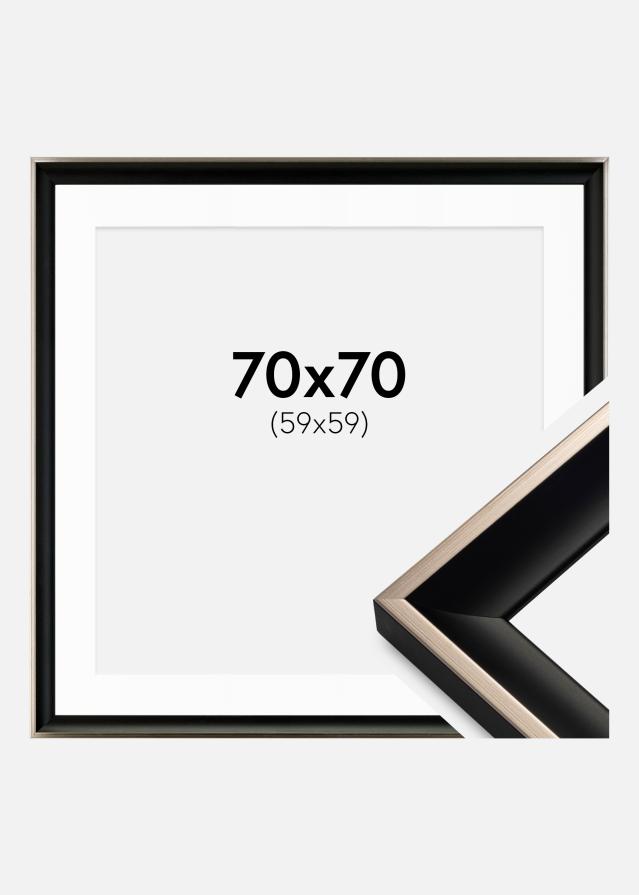 Cadre Öjaren Noir-Argent 70x70 cm - Passe-partout Blanc 60x60 cm
