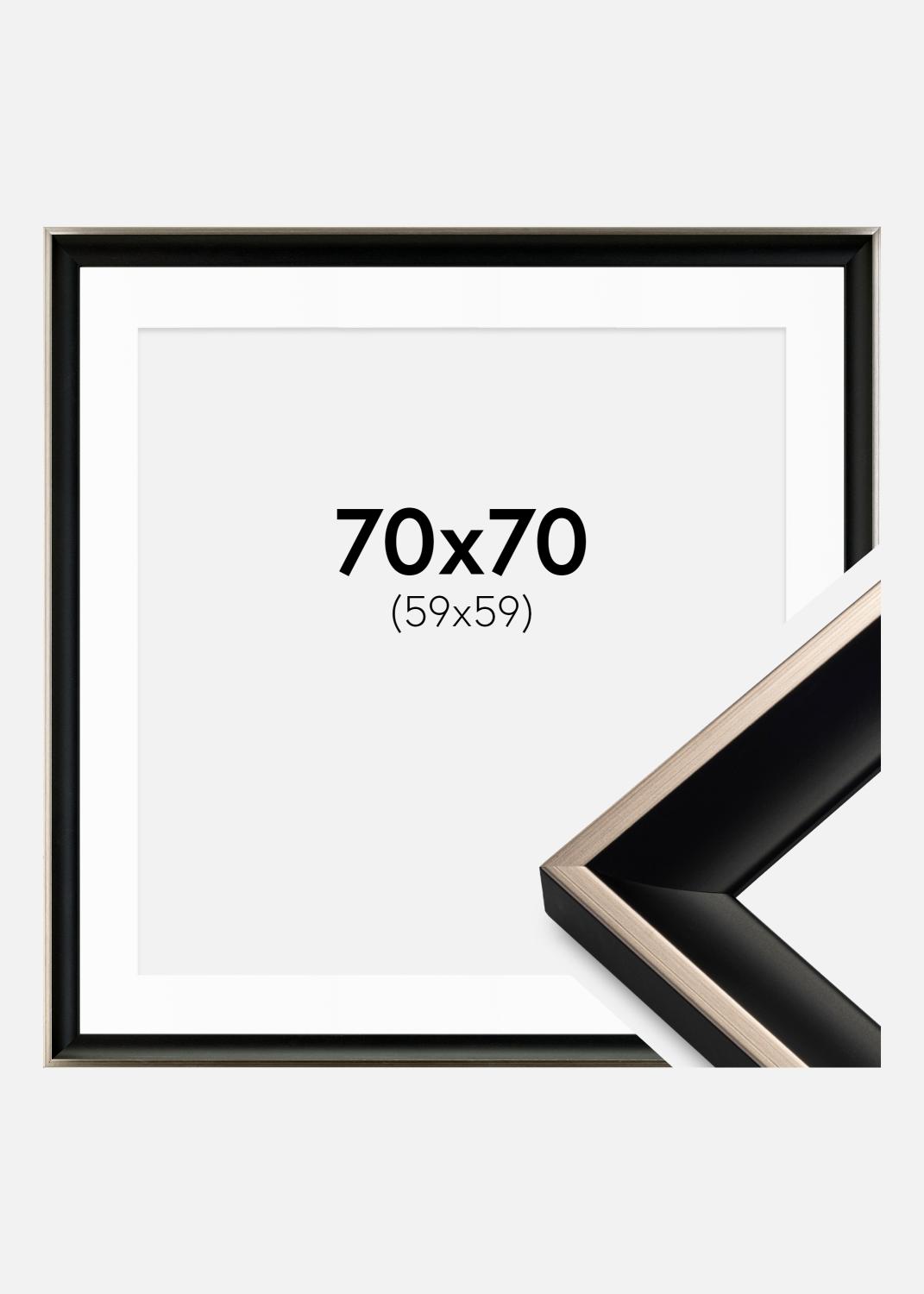 Product Image for Cadre Öjaren Noir-Argent 70x70 cm - Passe-partout Blanc 60x60 cm