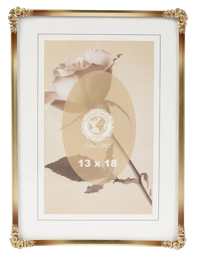 Cadre Roses Métal Or 20x30 cm