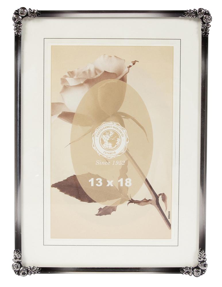 Cadre Roses Métal Argent 20x30 cm
