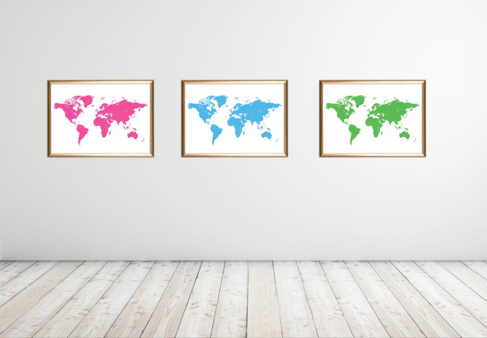 Carte du monde Bleu Poster