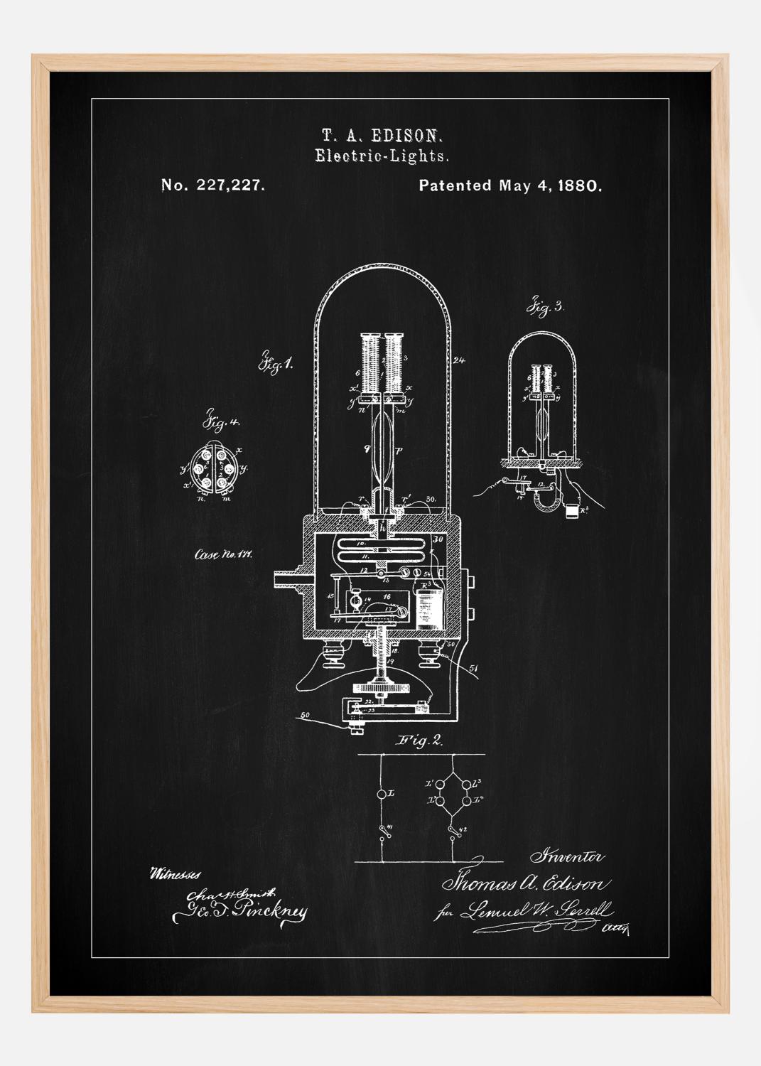 Product Image for Patent Print - Edison Light - Black Poster (21x29,7 cm (A4))