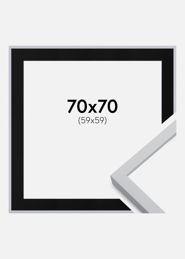 Cadre Oslo Blanc 70x70 cm - Passe-partout Noir 60x60 cm
