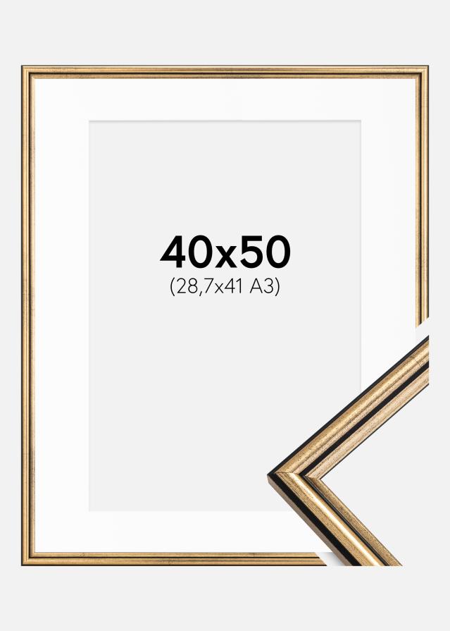 Cadre Horndal Or 40x50 cm - Passe-partout Blanc 29,7x42 cm