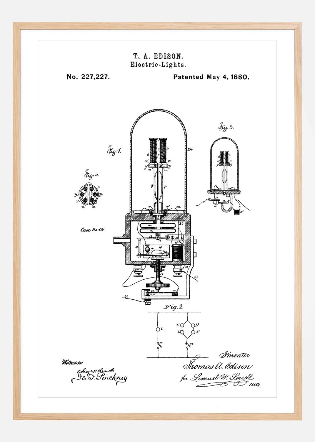 Product Image for Patent Print - Edison Light - White Poster (21x29,7 cm (A4))