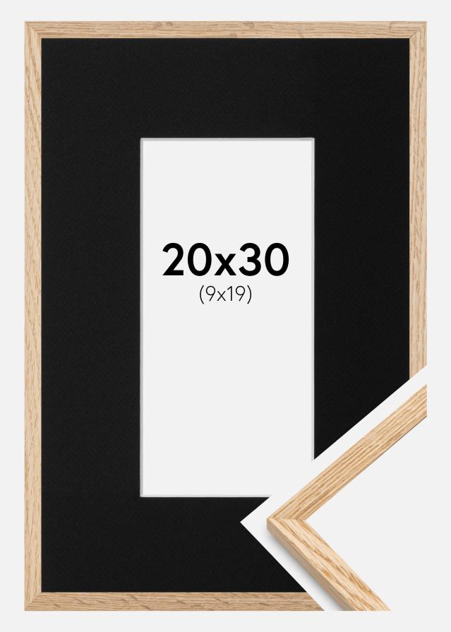 Cadre Mince Chêne 20x30 cm - Passe-partout Noir 10x20 cm