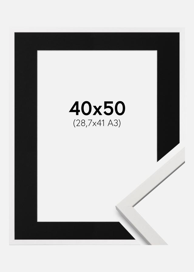 Cadre Edsbyn Blanc 40x50 cm - Passe-partout Noir 29,7x42 cm (A3)