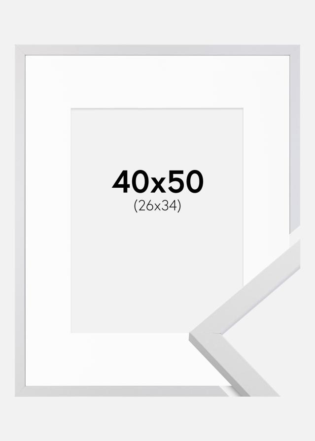 Cadre Trendy Blanc 40x50 cm - Passe-partout Blanc 27x35 cm
