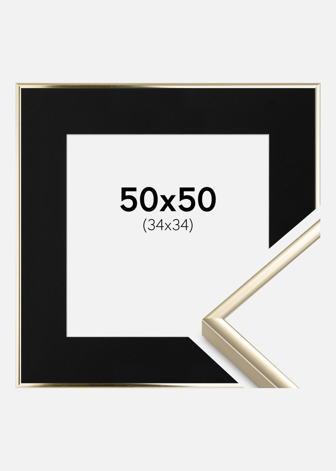 Product Image for Cadre Aluminium Brillant Or 50x50 cm - Passe-partout Noir 35x35 cm