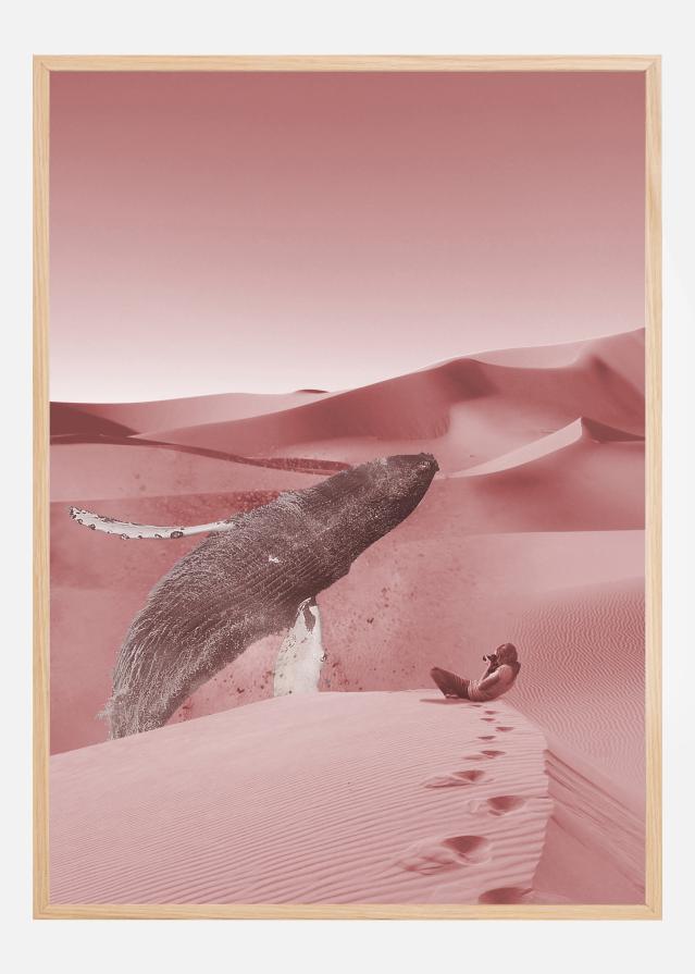 Whale in a pink desert Poster