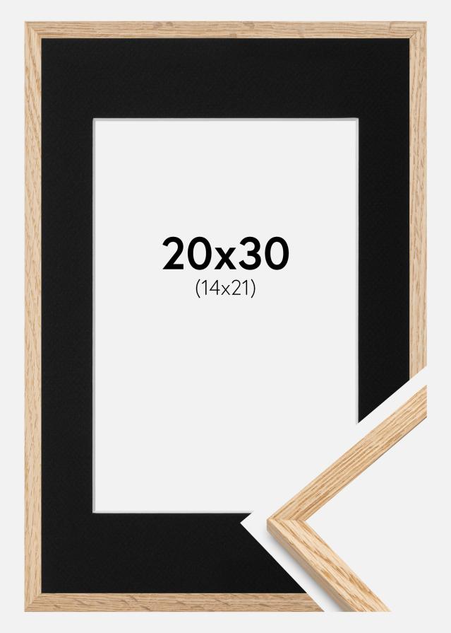 Cadre Mince Chêne 20x30 cm - Passe-partout Noir 15x22 cm