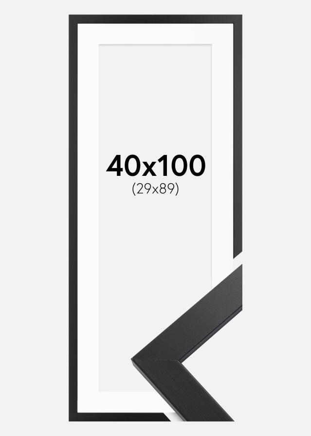 Cadre Black Wood 40x100 cm - Passe-partout Blanc 30x90 cm