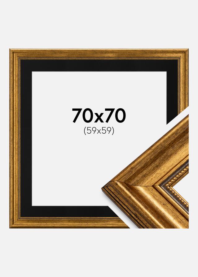 Cadre Rococo Or 70x70 cm - Passe-partout Noir 60x60 cm