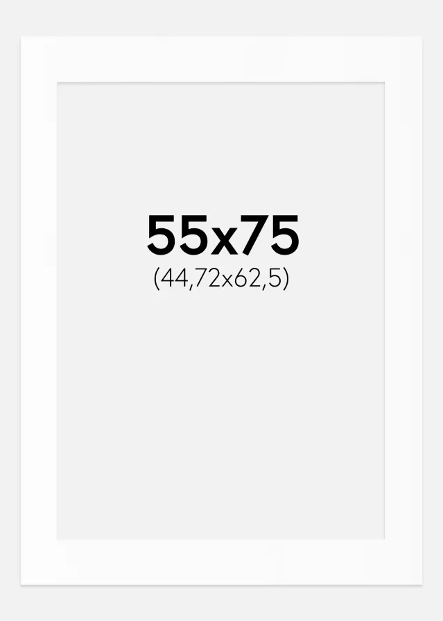 Passe-partout Blanc Standard (noyau blanc) 55x75 cm (44,72x62,5)