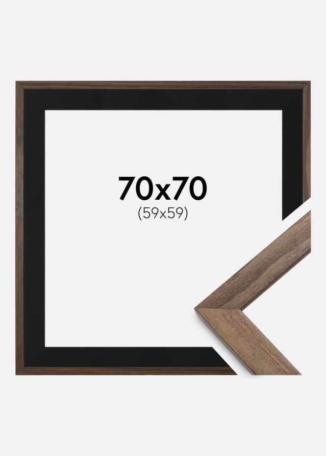 Cadre Stilren Noyer 70x70 cm - Passe-partout Noir 60x60 cm