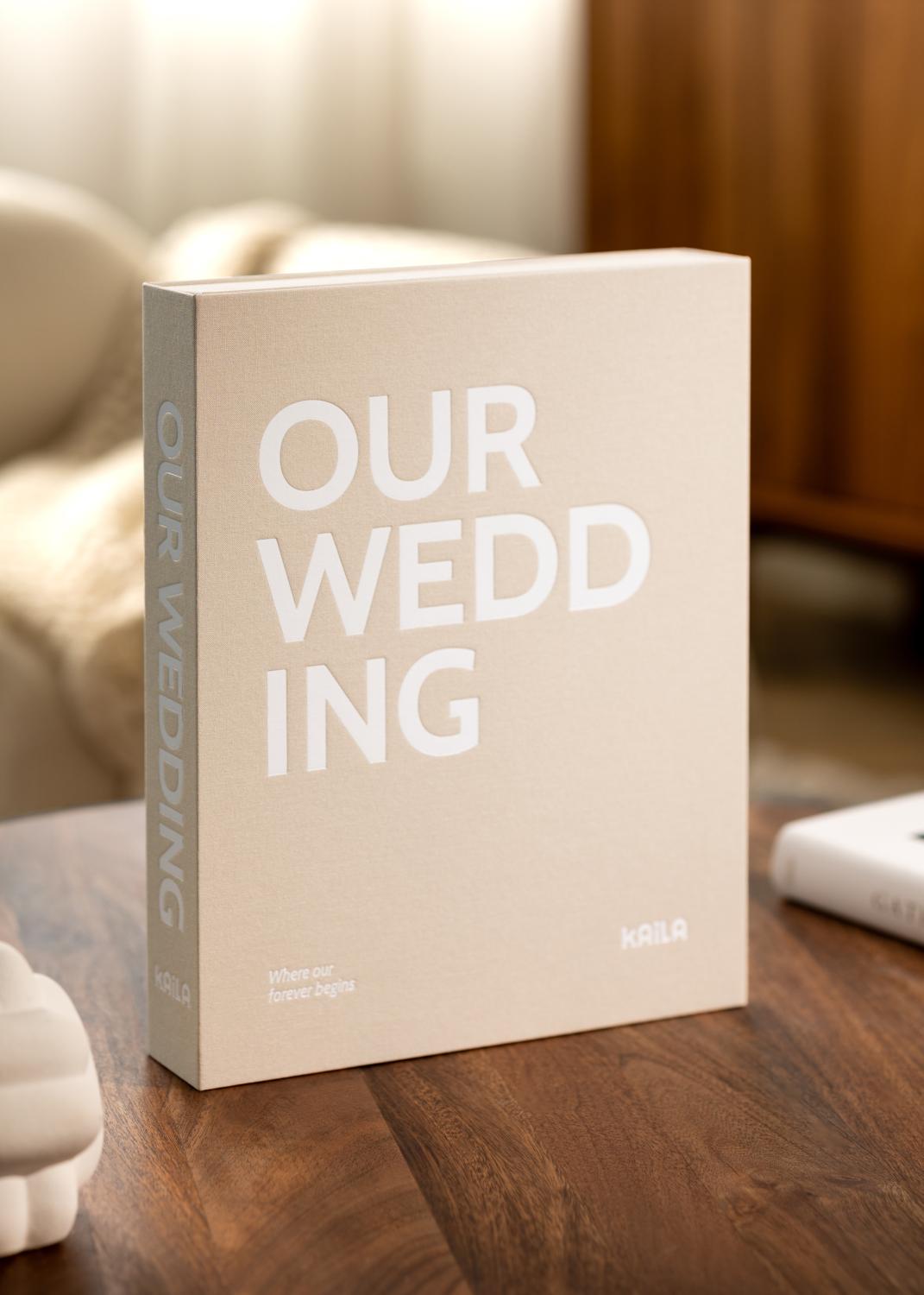Product Image for KAILA OUR WEDDING Creme - Coffee Table Photo Album (60 Pages Noires)