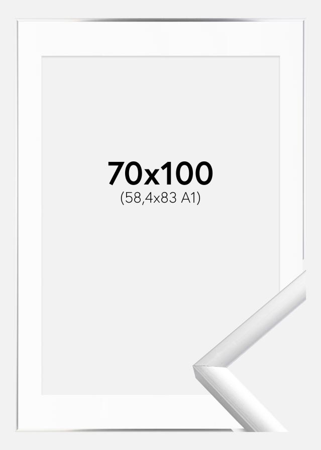 Cadre New Lifestyle Argent 70x100 cm - Passe-partout Blanc 59,4x84 cm (A1)