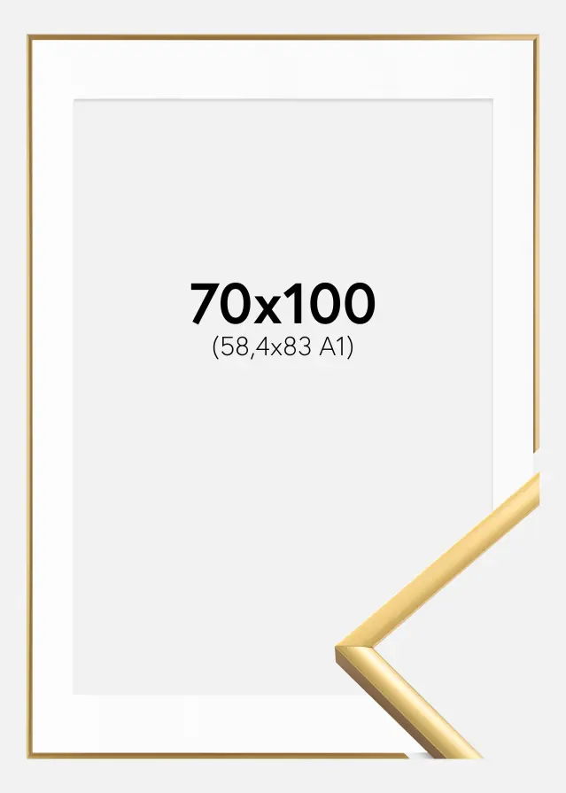 Cadre New Lifestyle Shiny Gold 70x100 cm - Passe-partout Blanc 59,4x84 cm (A1)