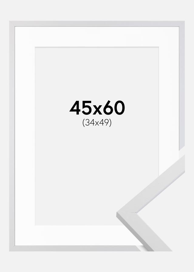 Cadre Trendy Blanc 45x60 cm - Passe-partout Blanc 35x50 cm