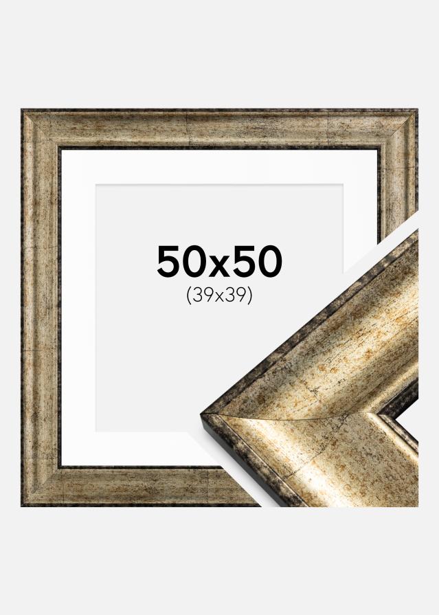 Cadre Saltsjöbaden Or Antique 50x50 cm - Passe-partout Blanc 40x40 cm