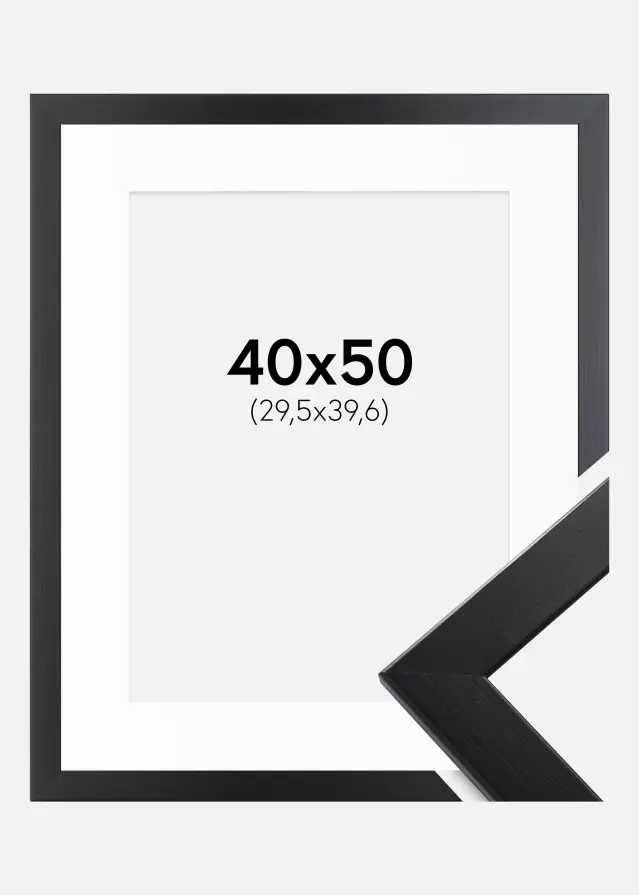 Cadre Trendline Noir 40x50 cm - Passe-partout Blanc 12x16 pouces