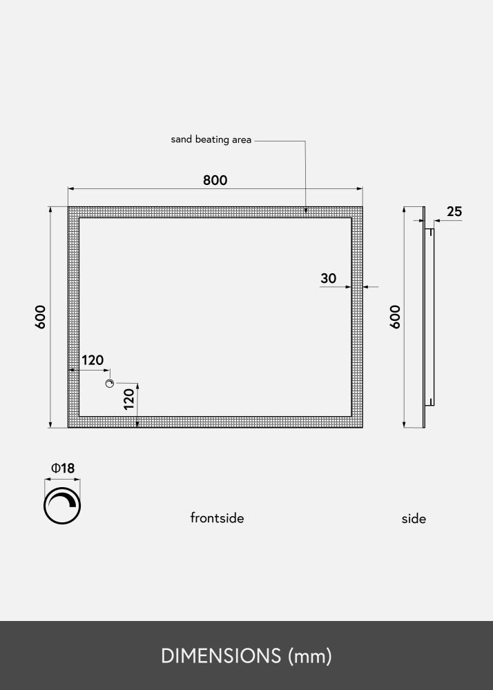 KAILA Miroir Rectangle II LED 60x80 cm