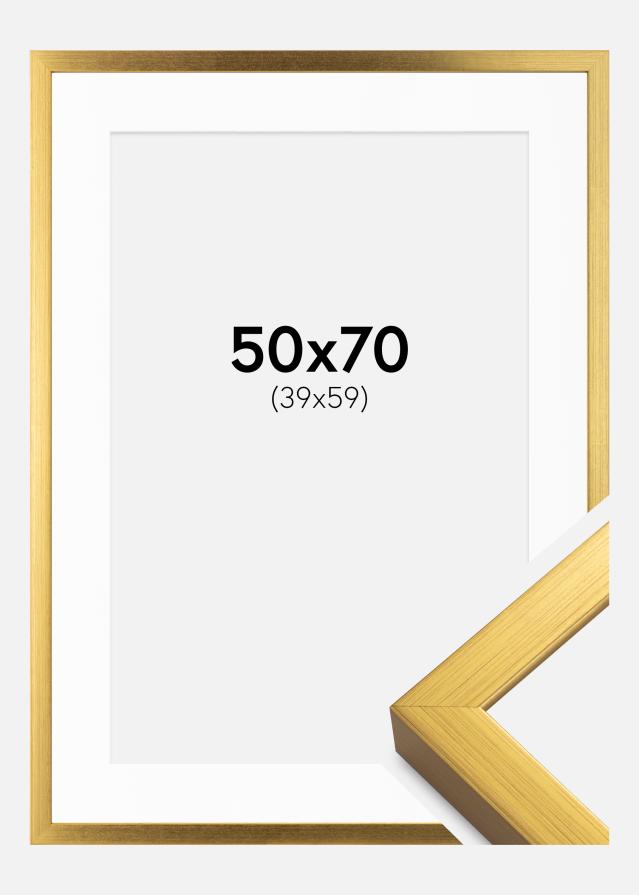 Cadre Falun Or 50x70 cm - Passe-partout Blanc 40x60 cm