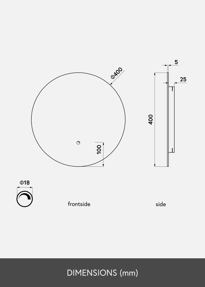 KAILA Miroir LED diamètre 40 cm