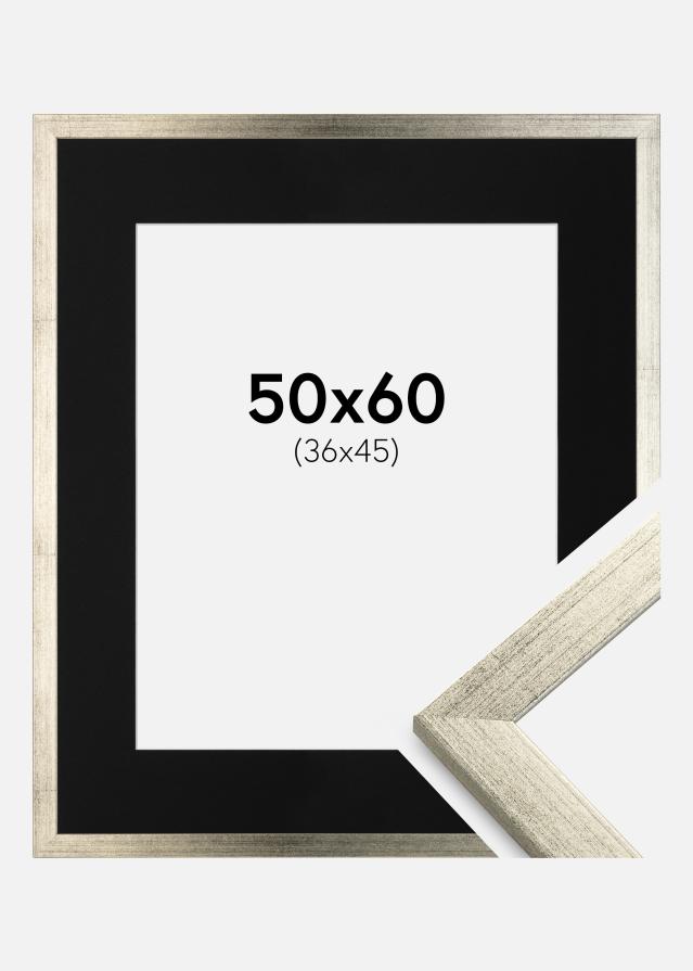 Cadre Stilren Argent 50x60 cm - Passe-partout Noir 37x46 cm