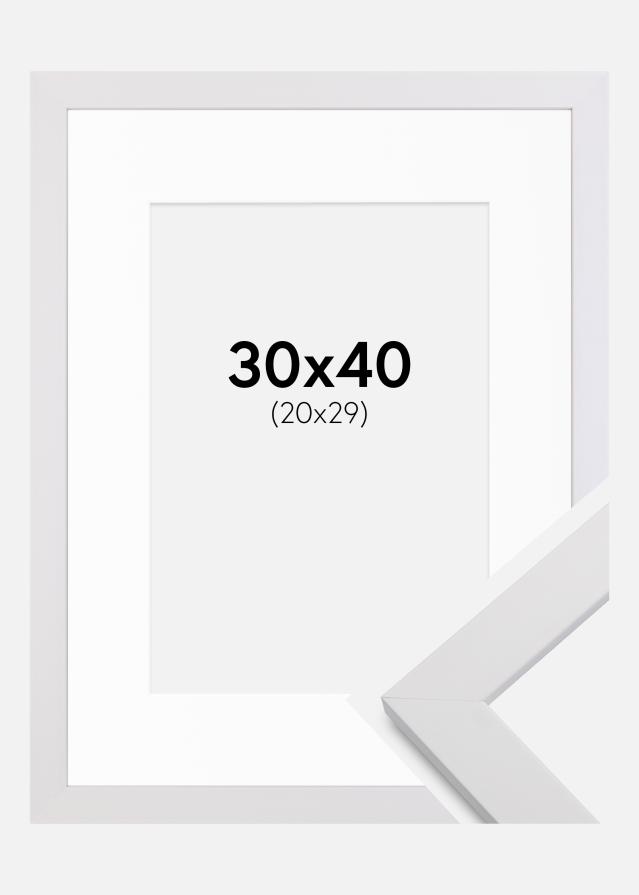 Cadre White Wood 30x40 cm - Passe-partout Blanc 21x30 cm