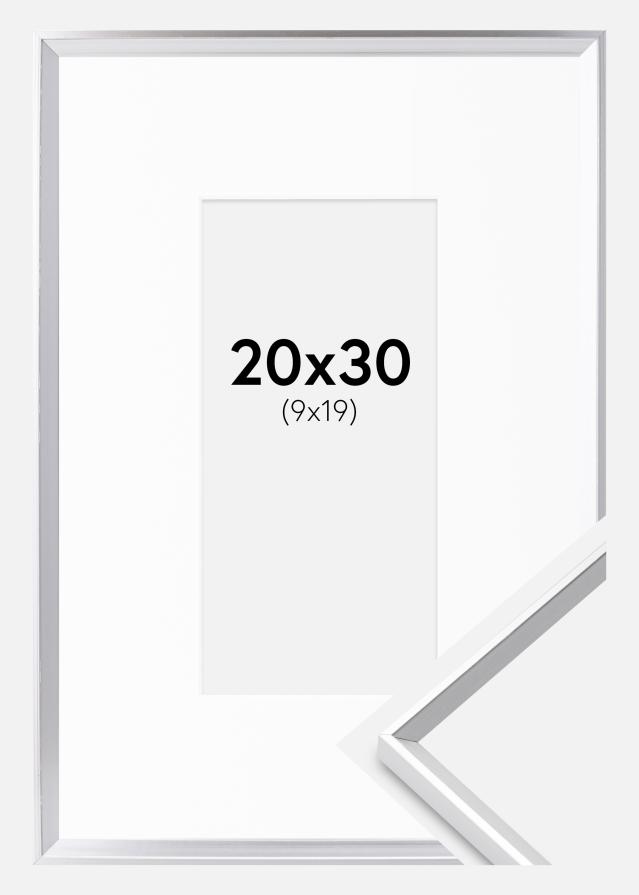 Cadre Desire Argent 20x30 cm - Passe-partout Blanc 10x20 cm