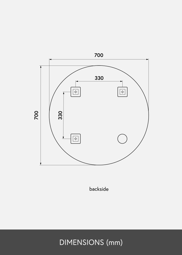 KAILA Miroir rond Deluxe diamètre 70 cm