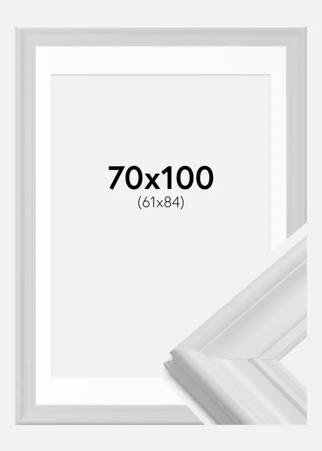 Cadre Mora Premium Blanc 70x100 cm - Passe-partout Blanc 62x85 cm